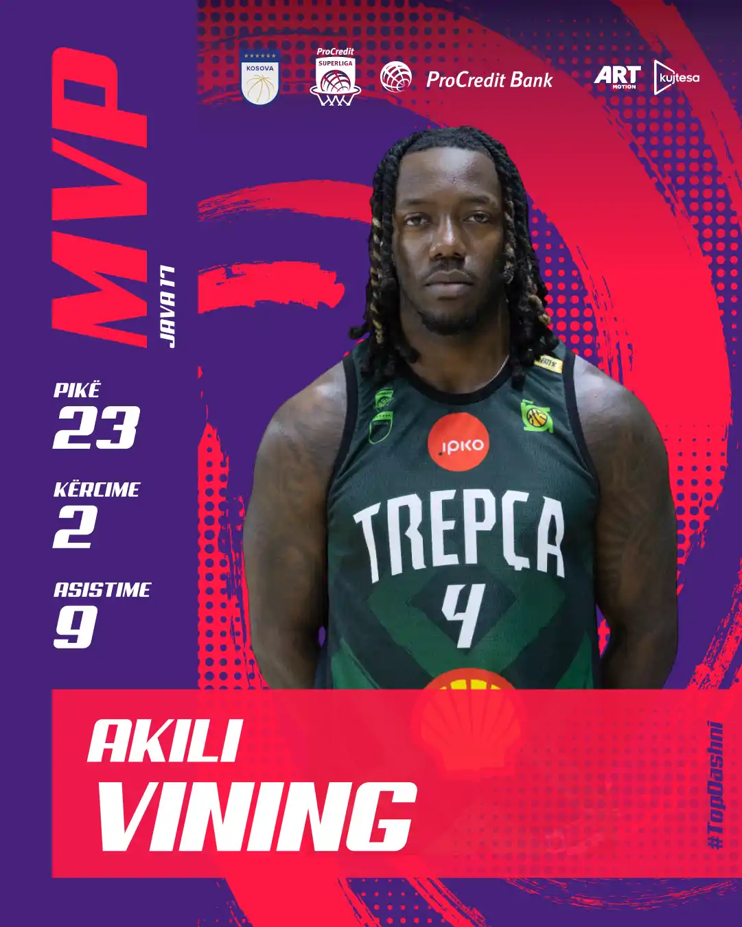 Vining, MVP i derbit dhe javës