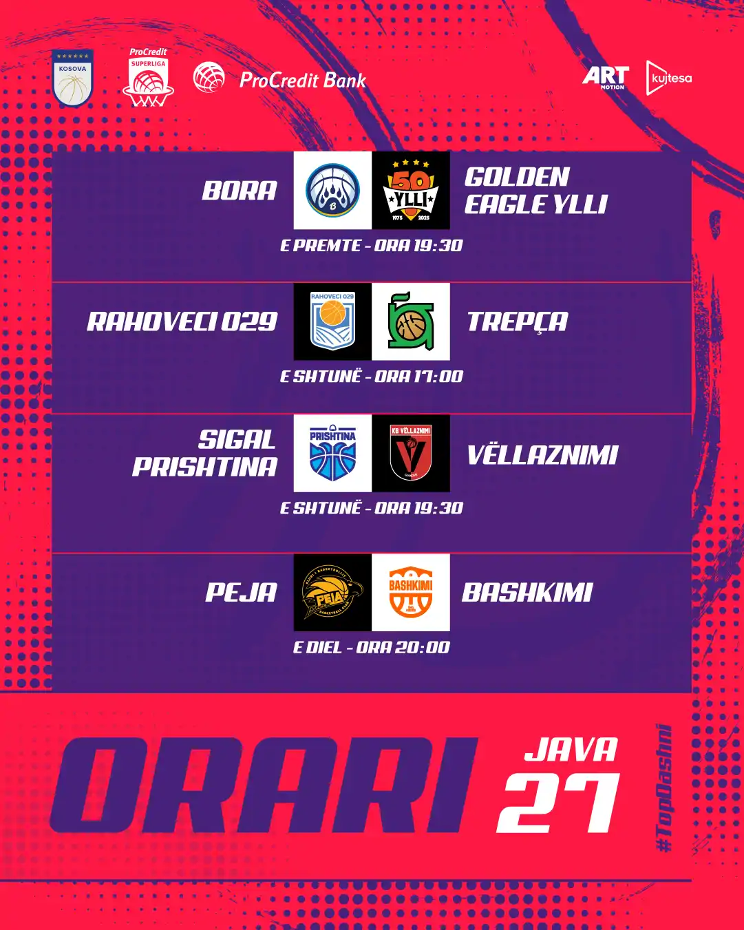 Përballje të jashtëzakonshme në javën e 27-të të ProCredit Superligës