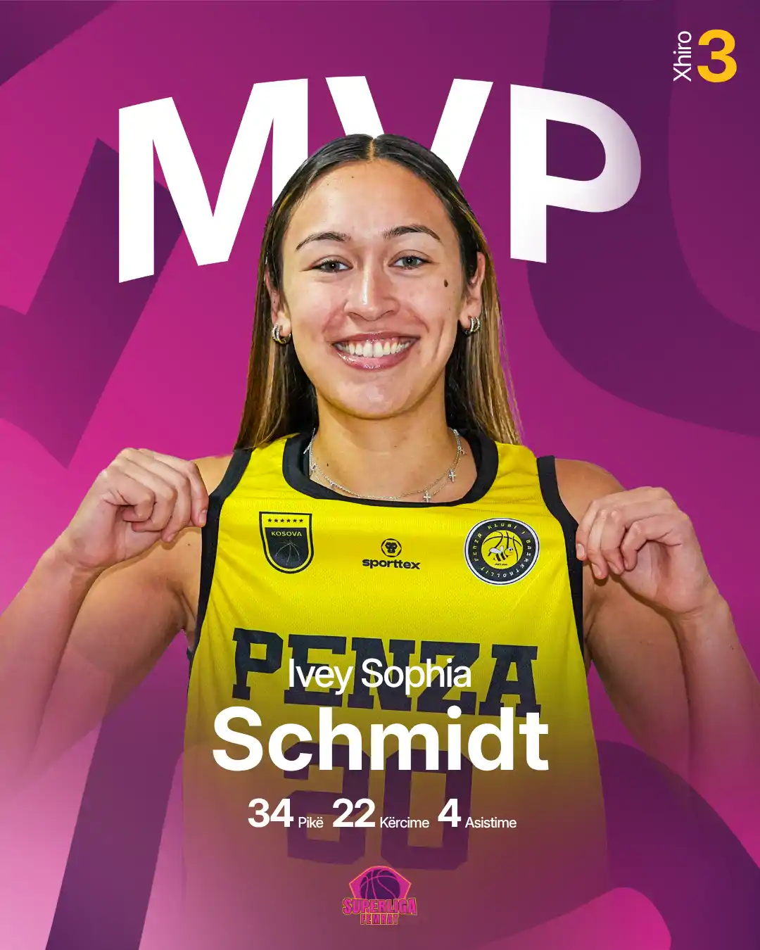 Ivey Sophia Schmidt MVP e xhiros së tretë, përzgjidhet pesëshja më e mirë